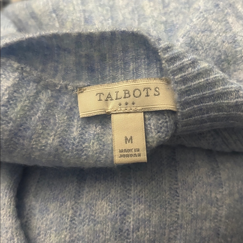 Talbots Jewel Embellished Sweater Blue White Knit Top Size Medium - Picture 5 of 8